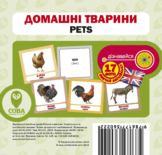 Домашні тварини. 17 карток англійською