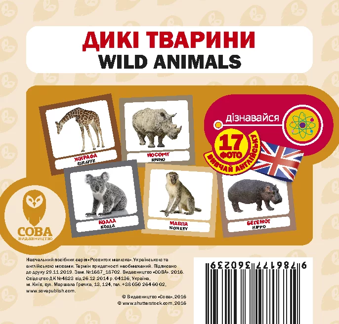 Дикі тварини. 17 карток англійською