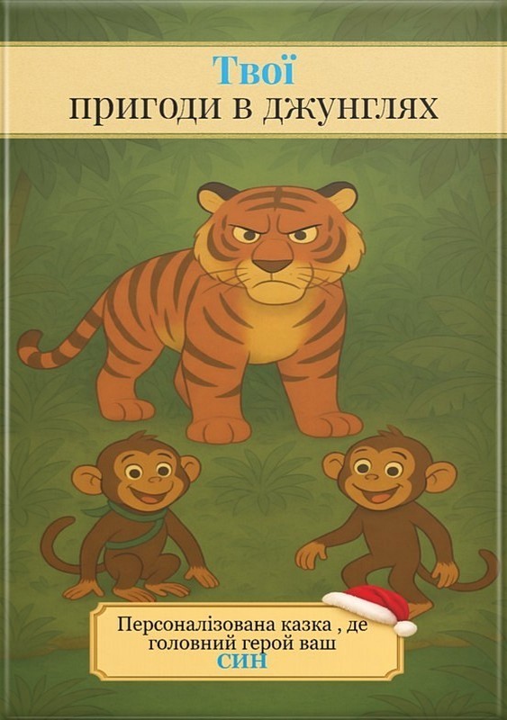 Твої пригоди в джунглях. Персоналізована казка, де головна герой ваш син