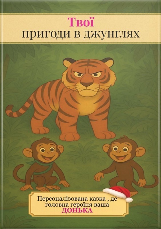 Твої пригоди в джунглях. Персоналізована казка, де головна героїня ваша донька