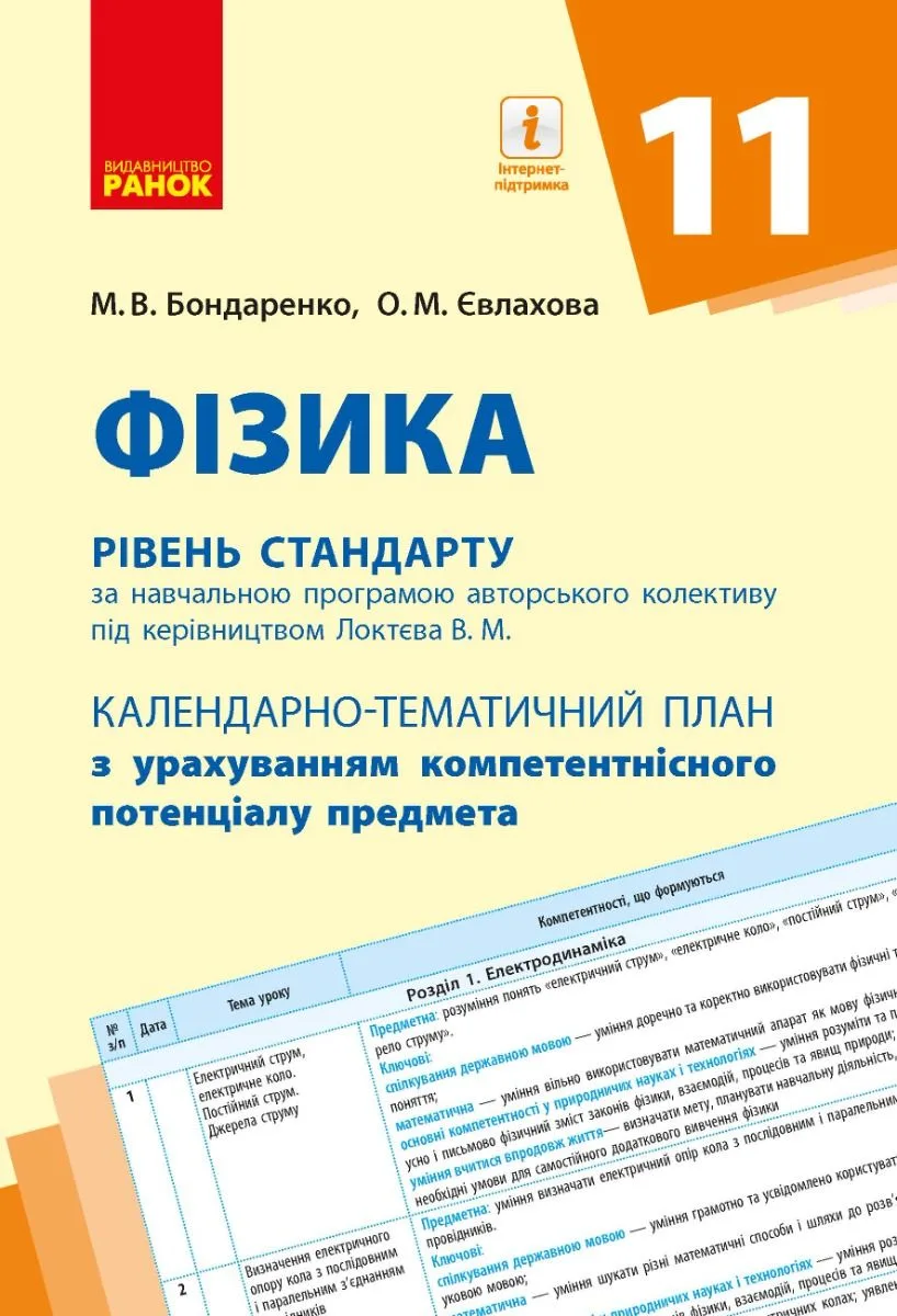 Фізика. Рівень стандарту. Календарно-тематичний план. 11 клас (Електронна книга)