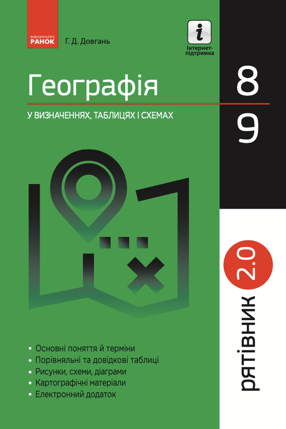 Географія у визначеннях, таблицях і схемах. 8-9 класи (Електронна книга)